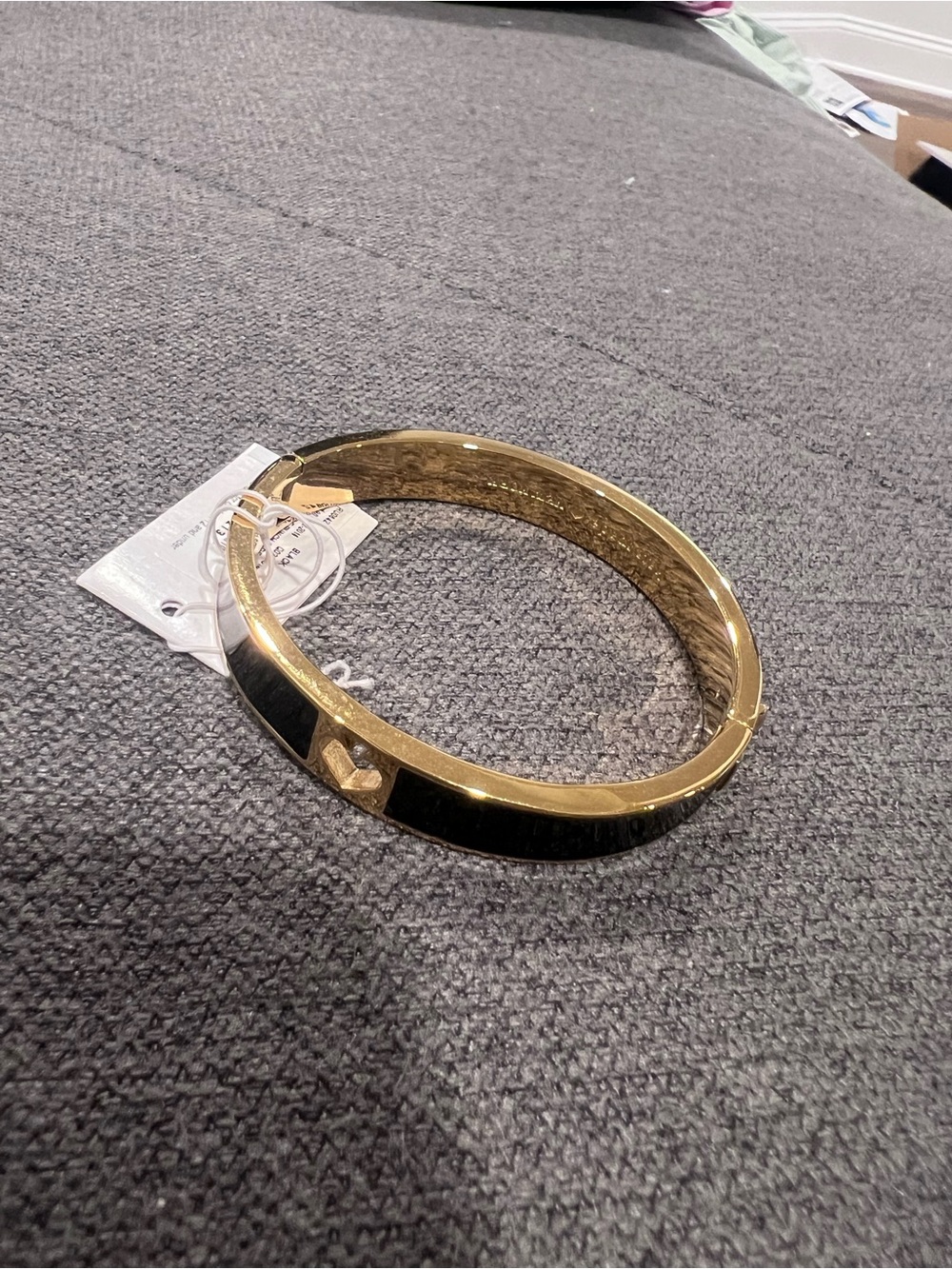 kate spade Gold and Black Heart Accent Bangle Bracelet